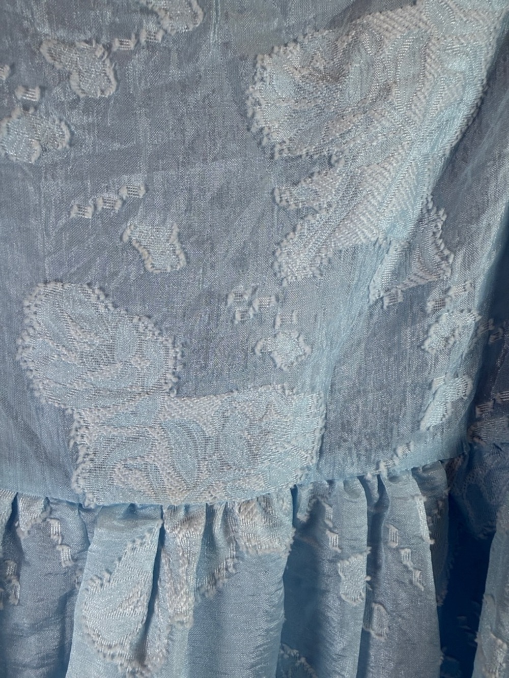 NWT - Storia Baby Blue Floral Textured Babydoll Midi Dress - Size L - Picture 7 of 7